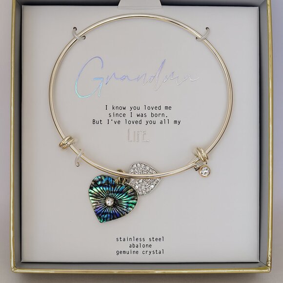 Stainless Steel Abalone Genuine Crystal Adjustable Bracelet with Gift Box - Picture 1 of 7